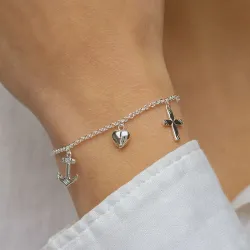 Glaube-Hoffnung-Liebe Armband aus Silber