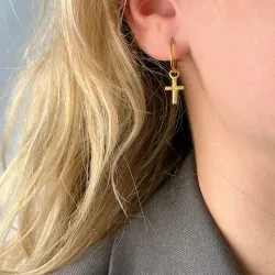 14 mm Kreuz Kreole in vergoldetem Sterlingsilber - Amoré