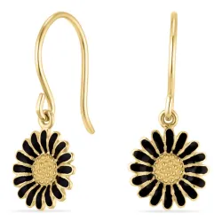 11 mm Marguerite schwarzem Ohrringe in vergoldetem Silber - Matilda