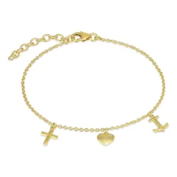 Glaube-Hoffnung-Liebe Armband aus vergoldetem Sterlingsilber - Amoré