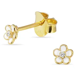 4,5 mm Marguerite Zirkon Ohrstecker in vergoldetem Sterlingsilber - Majse