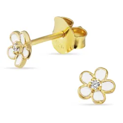 5,5-6 mm Marguerite Zirkon Ohrstecker in vergoldetem Sterlingsilber - Majse