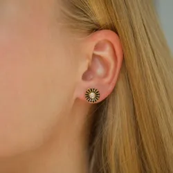 10 - 11 mm Marguerite schwarzem Ohrstecker in vergoldetem Sterlingsilber - Marie