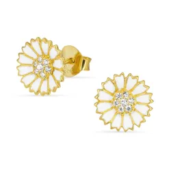 11 mm Marguerite Zirkon Ohrstecker in vergoldetem Sterlingsilber - Marie