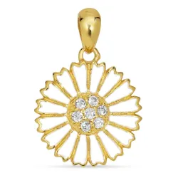 14 mm Marguerite Zirkon Anhänger aus vergoldetem Sterlingsilber - Marie