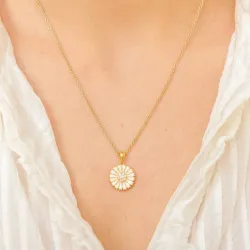 14 mm Marguerite Zirkon Anhänger aus vergoldetem Sterlingsilber - Marie