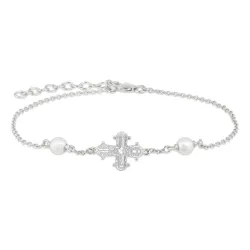 12 x 10,5 mm Dagmarkreuz Perle Armband aus Silber