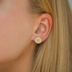 11 mm Marguerite weißen Ohrstecker in vergoldetem Silber - Matilda