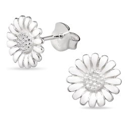 11 mm Marguerite weißen Ohrstecker in Silber - Matilda