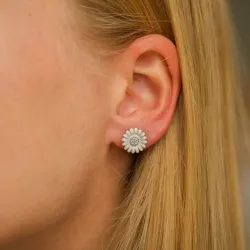 11 mm Marguerite weißen Ohrstecker in Silber - Matilda