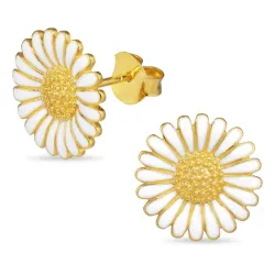 14,5 mm Marguerite weißen Ohrstecker in vergoldetem Sterlingsilber - Matilda