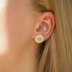 14,5 mm Marguerite weißen Ohrstecker in vergoldetem Sterlingsilber - Matilda