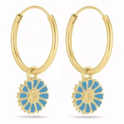 18 mm Marguerite blauem Emaille Kreole in vergoldetem Sterlingsilber - Marie