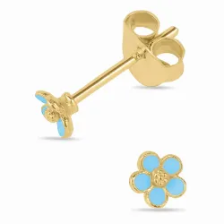 5 mm Marguerite blauem Ohrstecker in vergoldetem Sterlingsilber - Majse