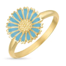 11 mm Marguerite blauem Ring aus vergoldetem Sterlingsilber - Marie