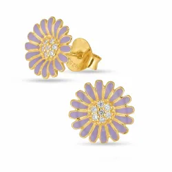 11 mm Marguerite violettem Ohrstecker in vergoldetem Sterlingsilber - Matilda