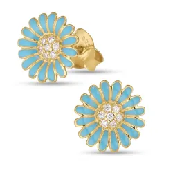 Marguerite blauem Ohrstecker in vergoldetem Sterlingsilber - Matilda