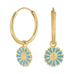 18 mm Marguerite blauem Kreole in vergoldetem Silber - Marie