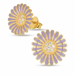14,5 mm Marguerite violettem Ohrstecker in vergoldetem Silber - Matilda