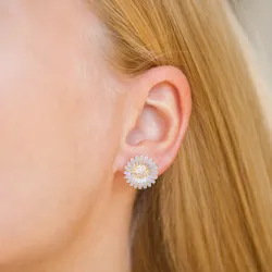 14,5 mm Marguerite violettem Ohrstecker in vergoldetem Silber - Matilda