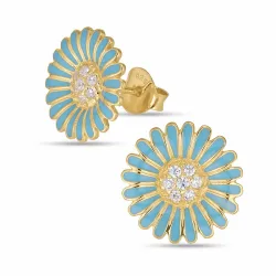 14,5 mm Marguerite blauem Ohrstecker in vergoldetem Sterlingsilber - Matilda