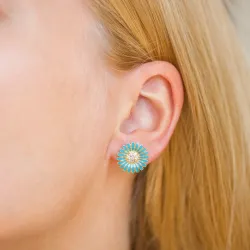 14,5 mm Marguerite blauem Ohrstecker in vergoldetem Sterlingsilber - Matilda