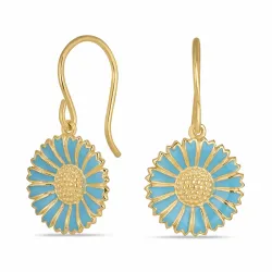 14,5 mm Marguerite blauem Ohrringe in vergoldetem Silber - Marie