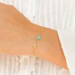 Herz Marguerite blauem Armband aus vergoldetem Sterlingsilber - Maggie