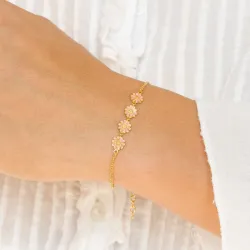 Marguerite pink Armband aus vergoldetem Sterlingsilber - Maggie