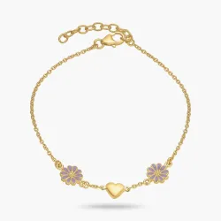 Herz Marguerite violettem Armband aus vergoldetem Sterlingsilber - Maggie