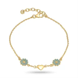 Herz Marguerite blauem Armband aus vergoldetem Sterlingsilber - Maggie