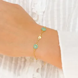 Herz Marguerite blauem Armband aus vergoldetem Sterlingsilber - Maggie