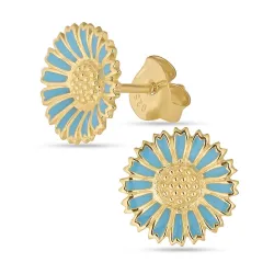 12 mm Marguerite blauem Ohrstecker in vergoldetem Sterlingsilber - Marie
