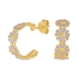 Marguerite violettem Ohrstecker in vergoldetem Silber - Maggie