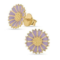 11,5 mm Marguerite violettem Ohrstecker in vergoldetem Sterlingsilber - Marie