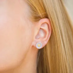11,5 mm Marguerite violettem Ohrstecker in vergoldetem Sterlingsilber - Marie