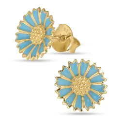 11 mm Marguerite blauem Ohrstecker in vergoldetem Sterlingsilber - Marie
