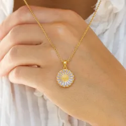 14,5 mm Marguerite violettem Anhänger aus vergoldetem Sterlingsilber - Marie