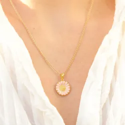 14,5 mm Marguerite pink Anhänger aus vergoldetem Sterlingsilber - Marie