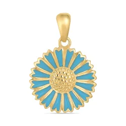 14,5 mm Marguerite blauem Anhänger aus vergoldetem Sterlingsilber - Marie
