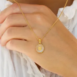 11,5 mm Marguerite violettem Anhänger aus vergoldetem Sterlingsilber - Marie