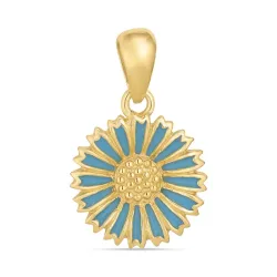 11,5 mm Marguerite blauem Anhänger aus vergoldetem Sterlingsilber - Marie