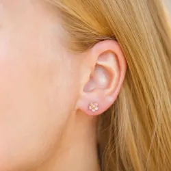 6,5 mm Marguerite rosa Ohrstecker in vergoldetem Sterlingsilber - Majse