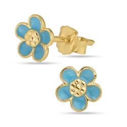 6,5 mm Marguerite blauem Ohrstecker in vergoldetem Silber - Majse