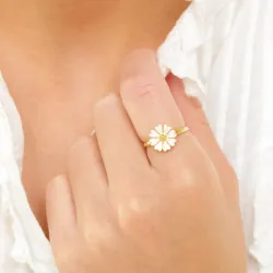 11 mm Marguerite Ring aus vergoldetem Sterlingsilber - Magda