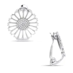 13,5 mm Marguerite Ohrclips in Silber - Marie