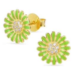 11 mm Marguerite hellgrünem Ohrringe in vergoldetem Sterlingsilber - Matilda