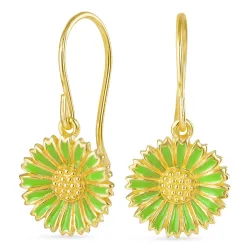 12 mm Marguerite hellgrünem Ohrringe in vergoldetem Silber - Marie