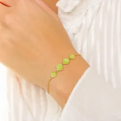 Marguerite hellgrünem Armband aus vergoldetem Sterlingsilber - Maggie