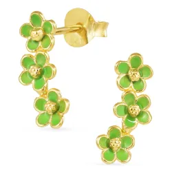 Marguerite hellgrünem Ohrstecker in vergoldetem Sterlingsilber - Majse